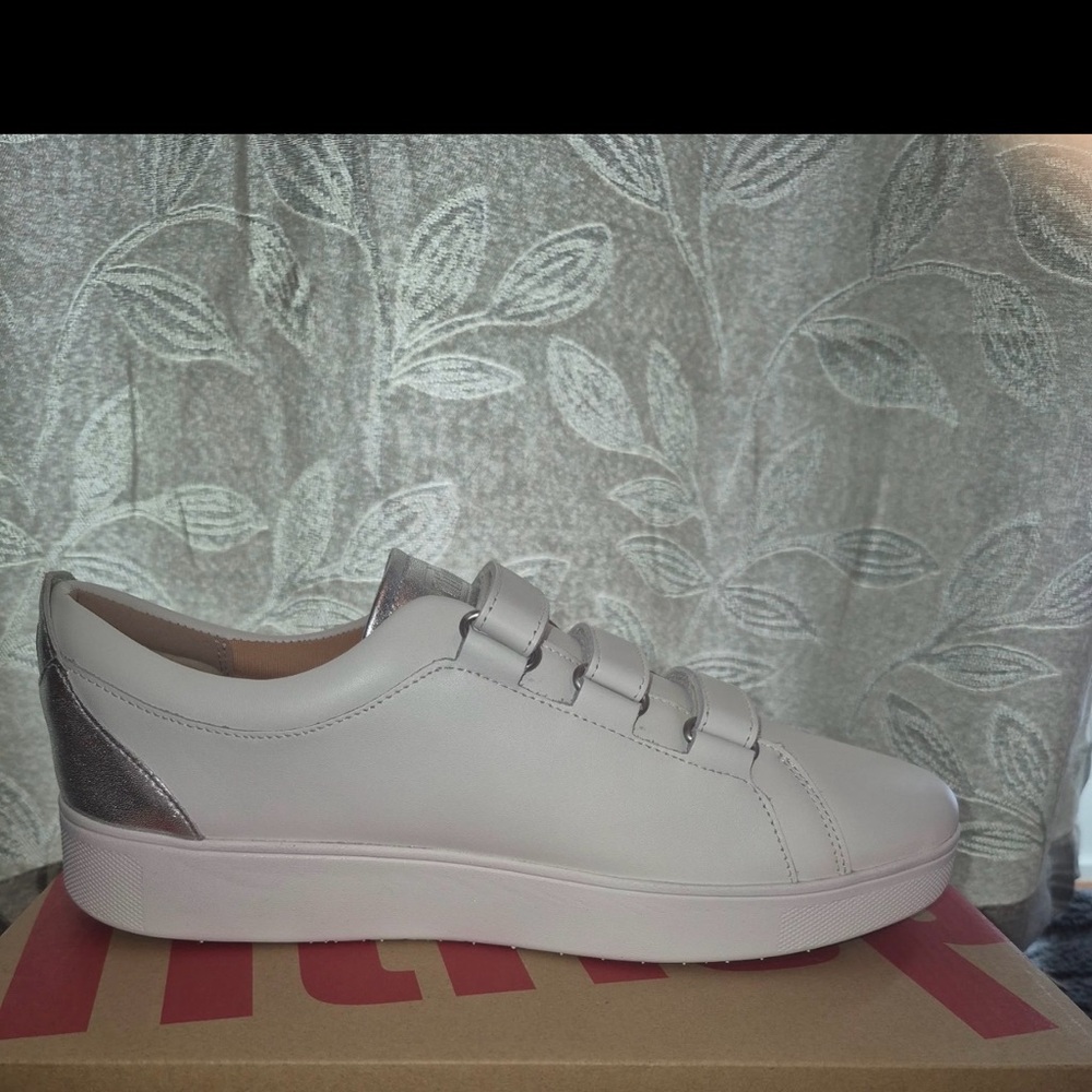 FitFlop Women's Rally trainers in white leather with silver - Picture 4 of 6